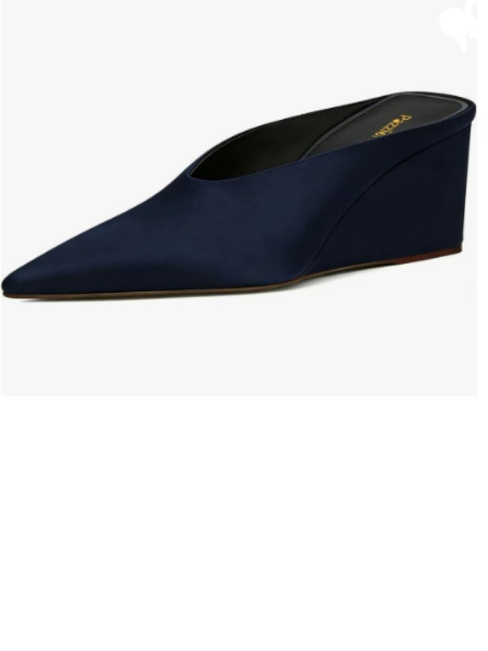 Pazzion Blue Pointed Toe Mid Low Heel Clogs Mule Slip On Wedges Slides Sandals